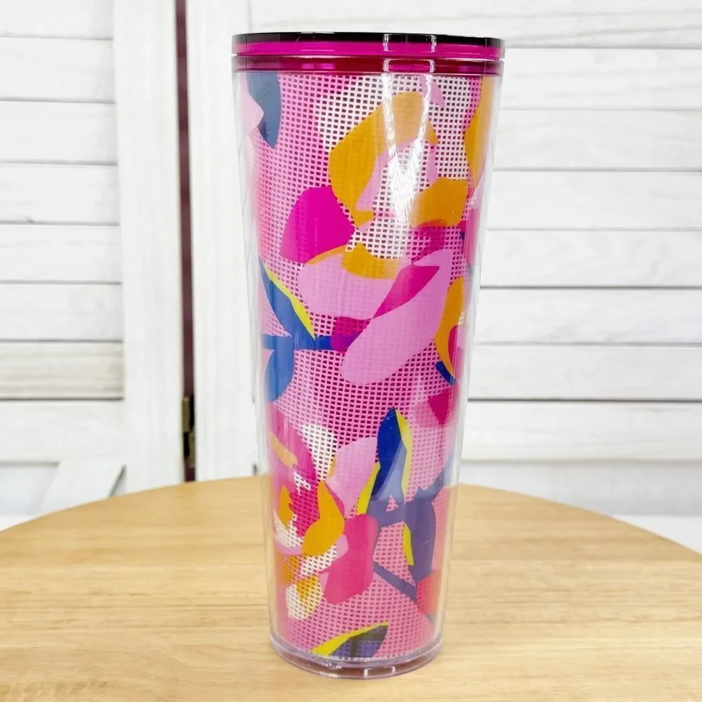 Starbucks 2023 Pink Peony Floral Double Wall Acrylic Tumbler Cup‎ 24oz Venti
